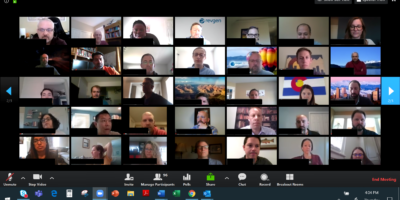 Large group of people having a Zoom meeting