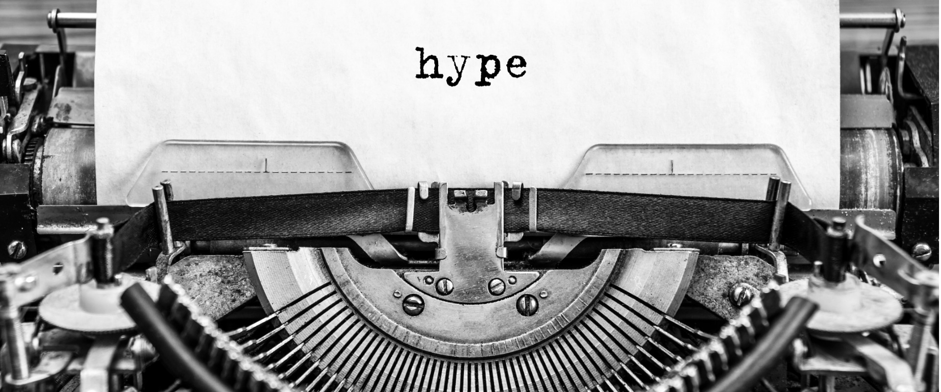 The word "hype" on a typewriter