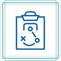 A clipboard with gameplan icon, representing AI Strategy