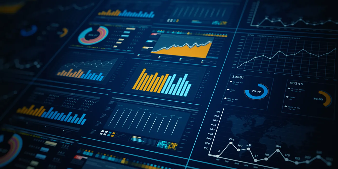 A series of data and analytics charts arranged in a functional dashboard